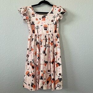 Dot Dot smile girl 5/6 ruffle cap sleeve Halloween twirl dress. Ghosts pumpkins